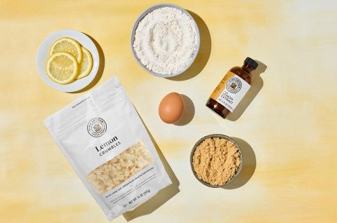 Ingredients to make Alex Roberts Lemo Citrus Blondies. - select to zoom