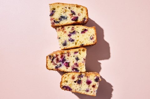 Easy Blueberry Muffin Cake sliced up - select to zoom