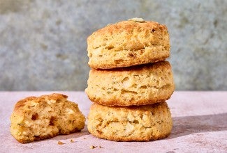 A stack of Brown Butter Sage Biscuits
