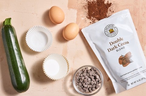 Ingredients to make Chocolate Zucchini Muffins - select to zoom