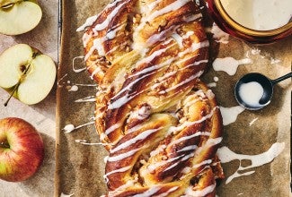 Cinnamon Apple Twist Bread on parchment paper