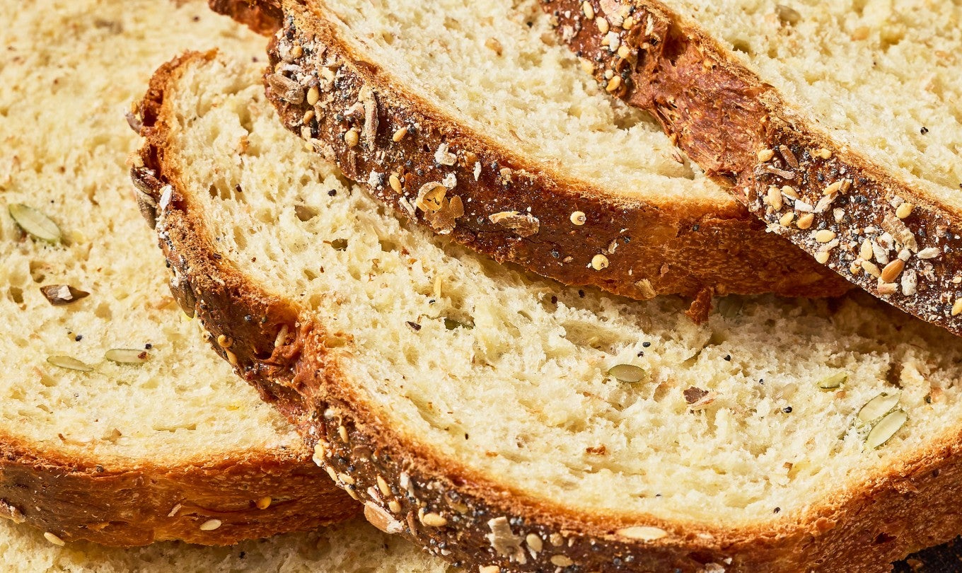 Detailed shot of Multigrain Protein Bread slices.