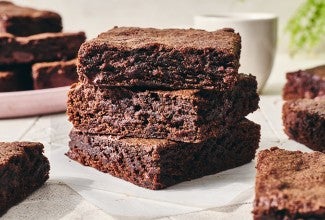 Quick and Easy Brownies stacked up high